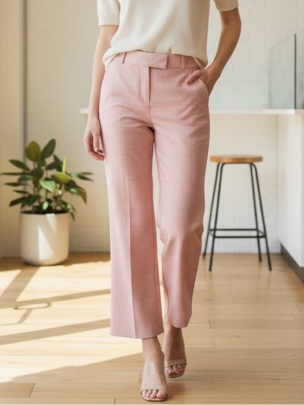 Star City Pink Plaid Cropped Pants
